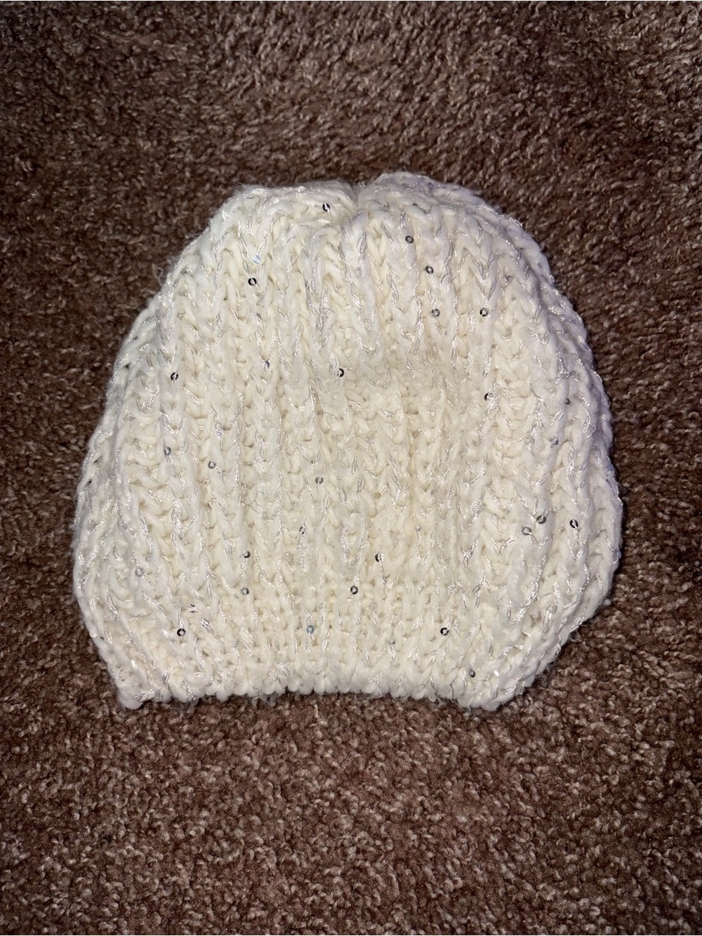 Y2K Minicci Cream Knit Beanie with Sparkle